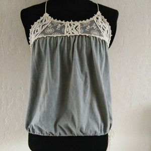 Levis Strauss&co. Chambray w/lace, crossback tank